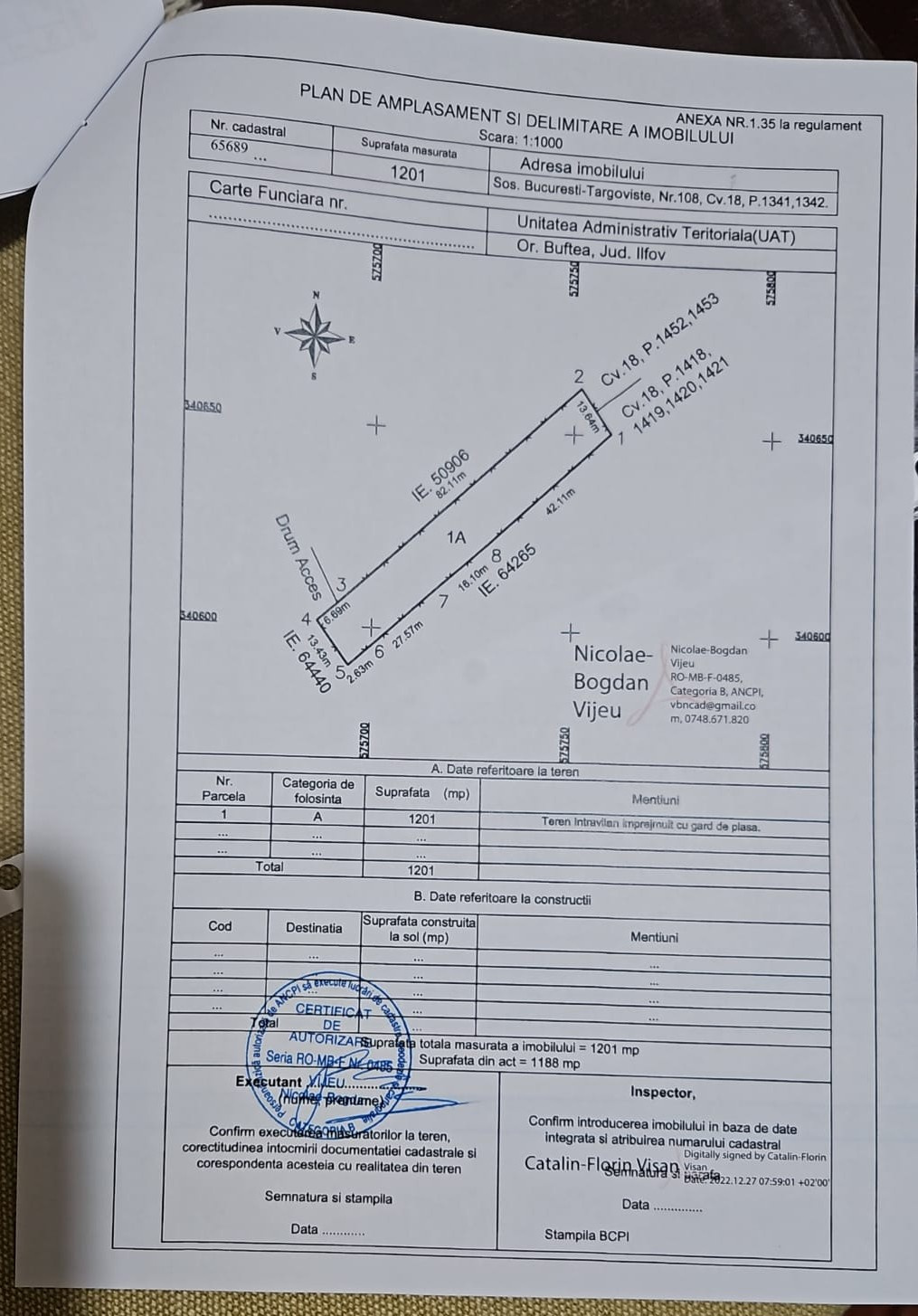 Teren Intravilan Constructii Buftea Central