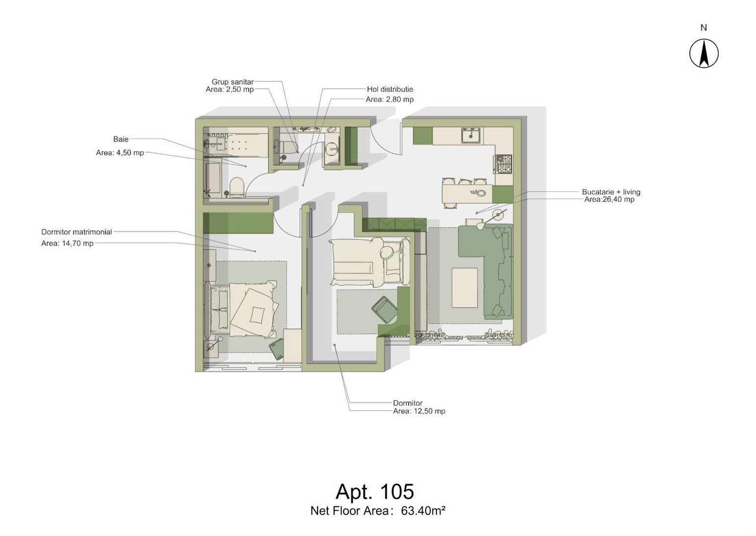 Apartament 3 camere | 63,40 mp | Intabulat | Predare la cheie | Sibbiu