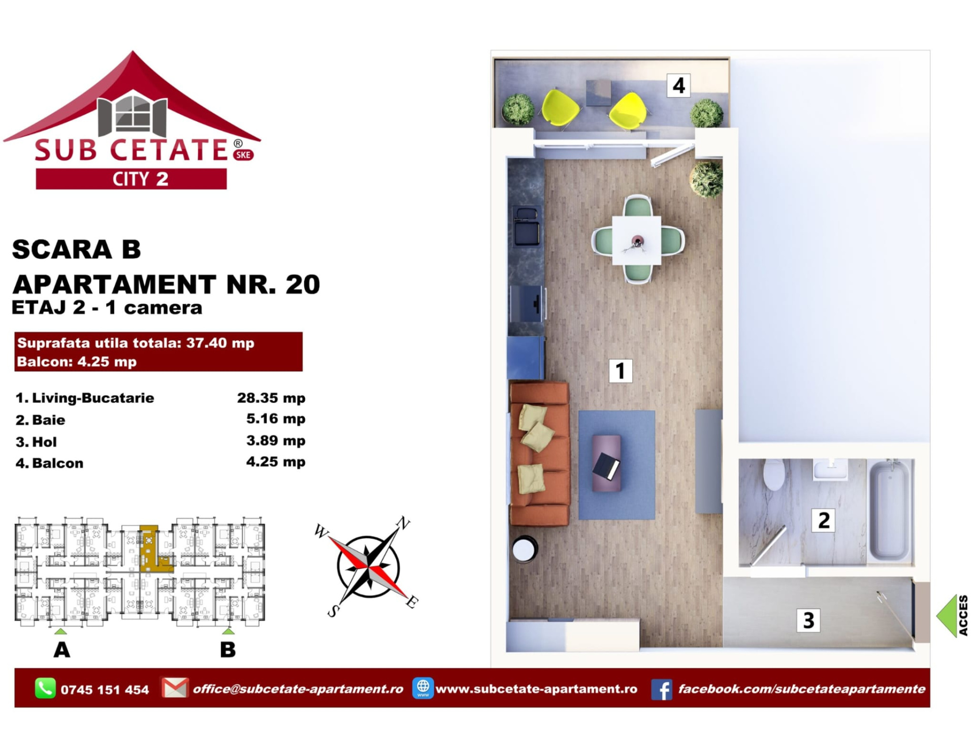 Studio de vânzare în BV Sanpetru, Drumul cu Plopi Nr. fn ([object Object]), 48 m²
