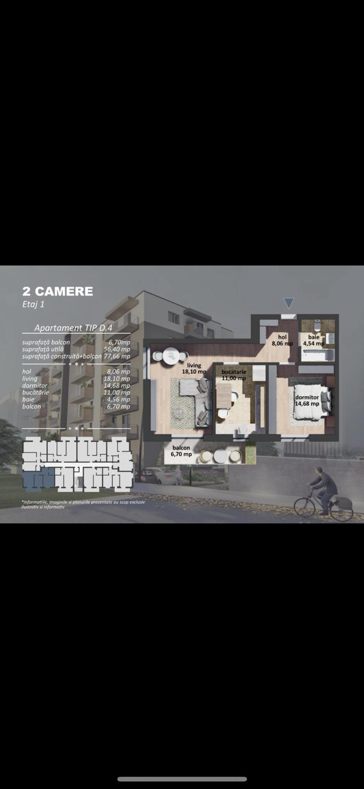 Apartament 2 camere de vanzare zona Postalionului