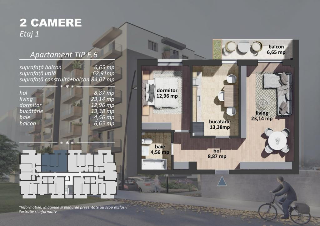 Apartament 2 camere de vanzare zona Postalionului