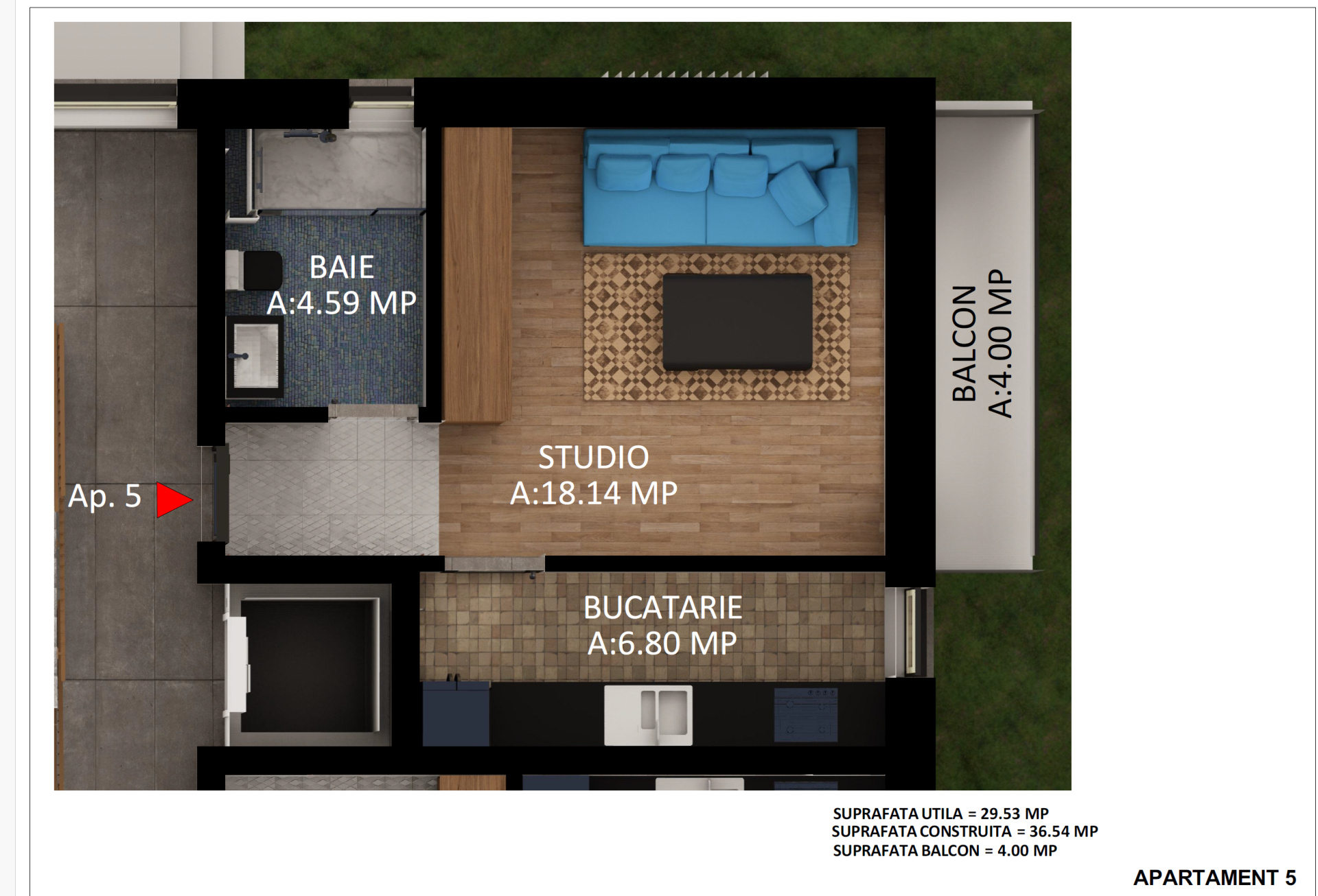 Studio de vânzare în IF Dobroesti, 30 m²