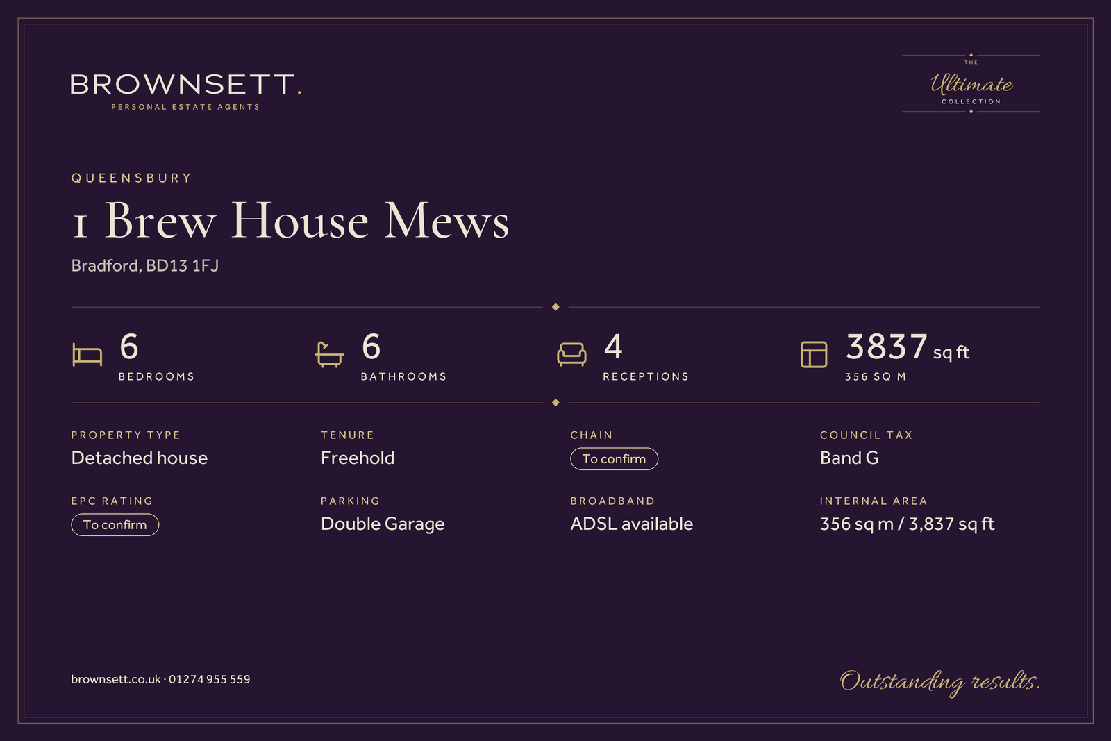 Detached House for sale in Bradford, Brew House Mews, Queensbury, Bradford, BD13 1FJ, 3837 m²