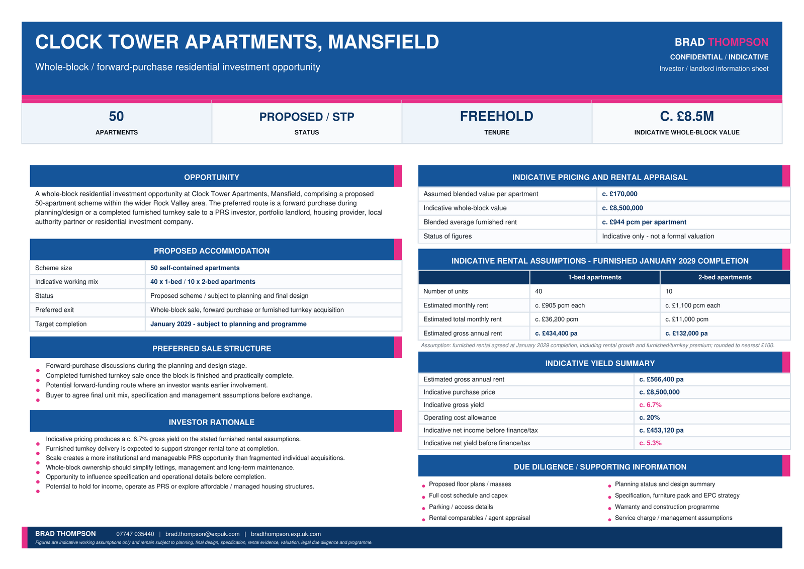 Block Of Flats for sale in Mansfield, Clock Tower Apartments, Rock Valley, Mansfield, Nottinghamshire, NG18 2HT