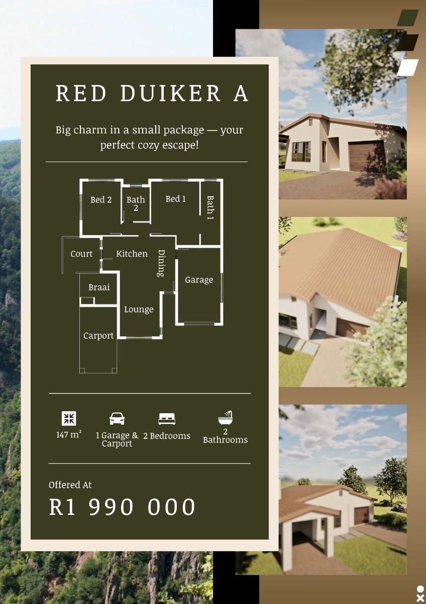 Development for sale in Ntulo Wildlife Estate, Granite Hill, Nelspruit, 1, Ntulo Vivant Type 1, 1 Kaapsehoop road, Ntulo Wildlife Estate, Granite Hill, Nelspruit, Mpumalanga, 147 m²