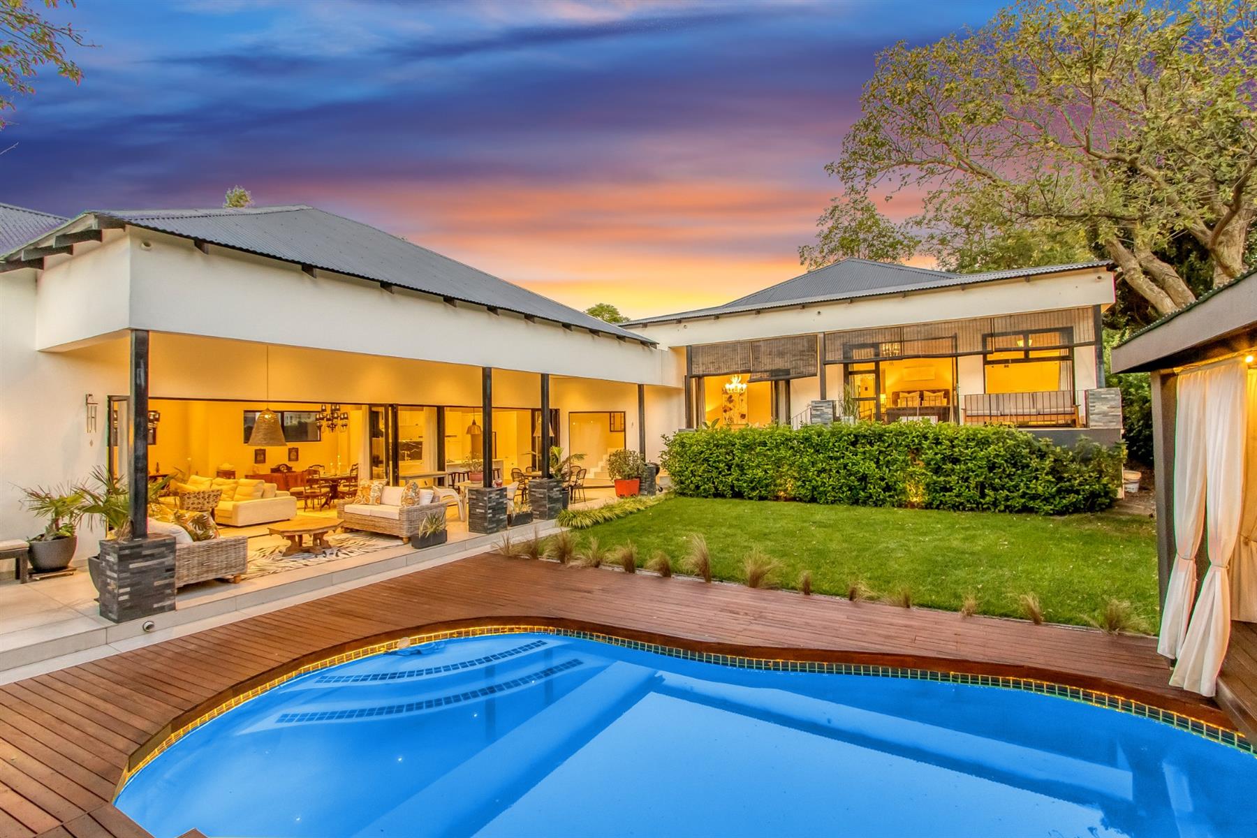 Spacious Bali-inspired designer home with pool, solar and elegant entertaining spaces