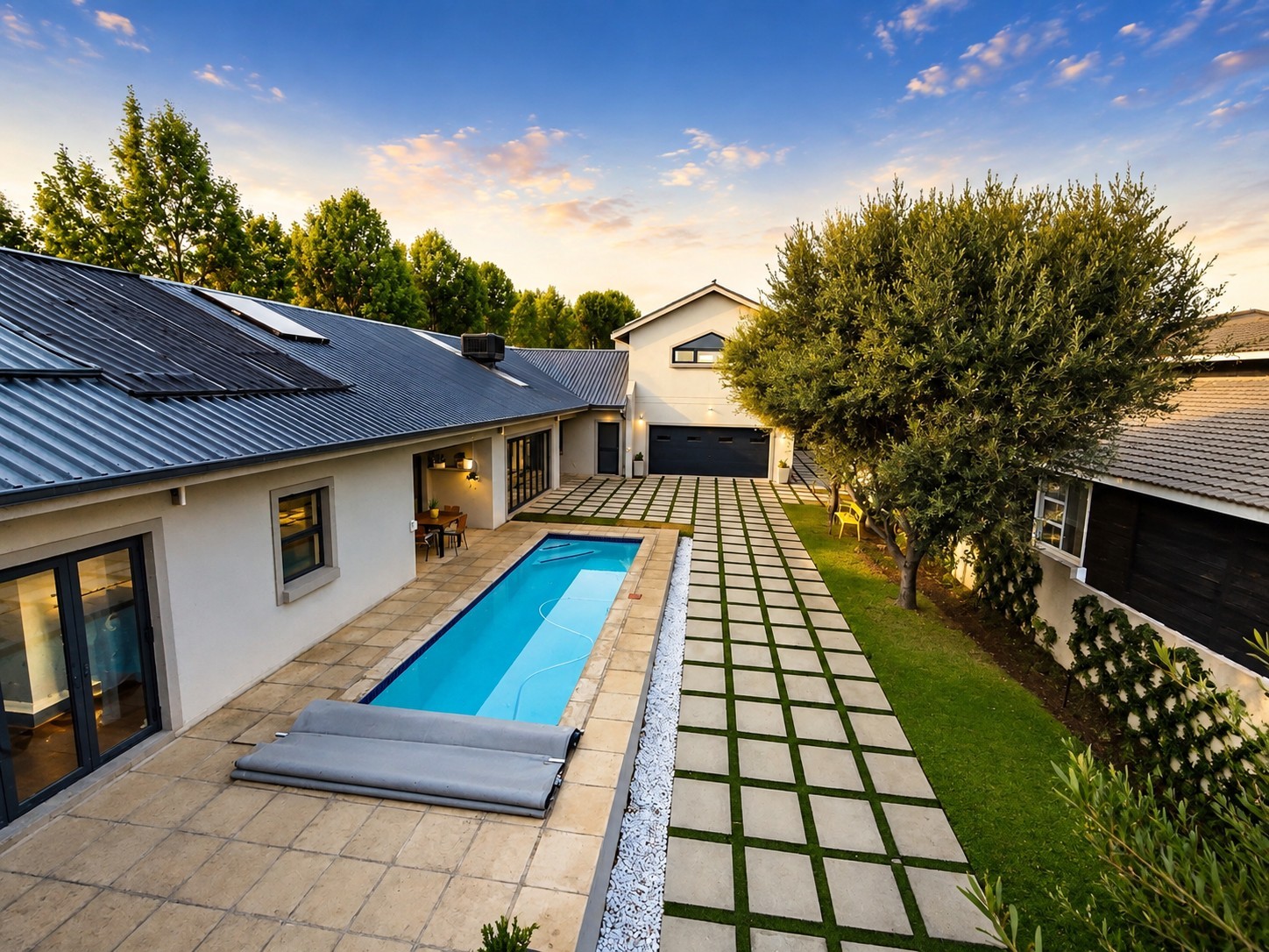 Elegant Energy Efficient Family Home with Full Cottage, Solar Power and Dam Views